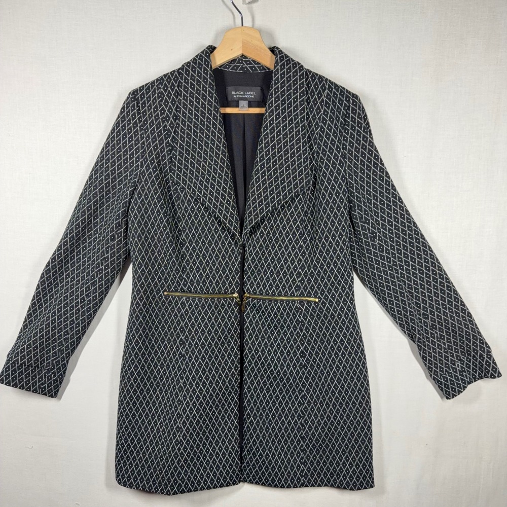 Black Label by Evan Picone Blazer Womens 6 Geometric Diamond Print
Office Wear